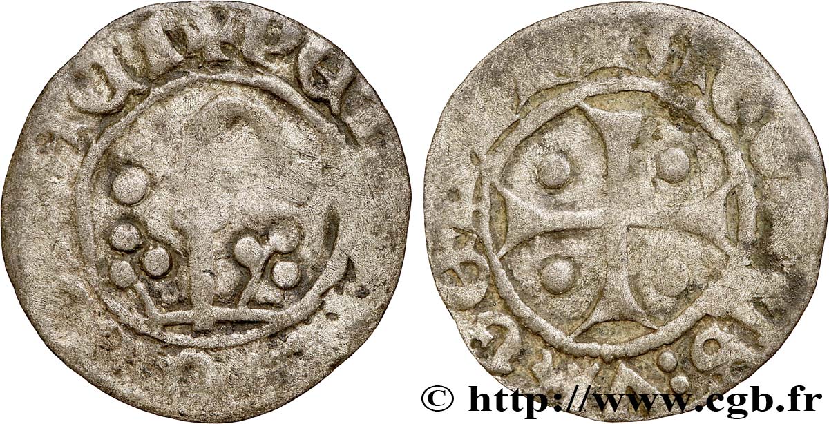SPAIN - MARCA HISPANICA - CATALONIA - BISHOPRIC OF URGEL - PETER II OF ARAGON (1347-1408) Denier VF