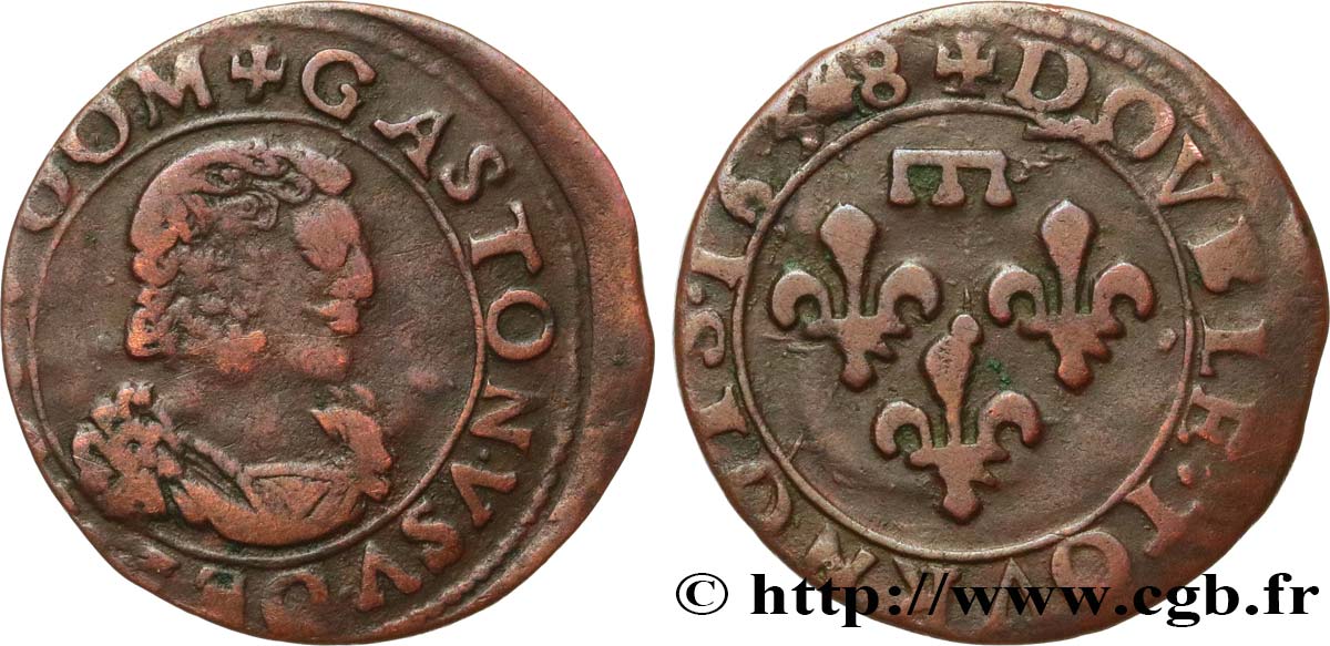 PRINCIPAUTY OF DOMBES - GASTON OF ORLEANS Double tournois, type 8 BC+
