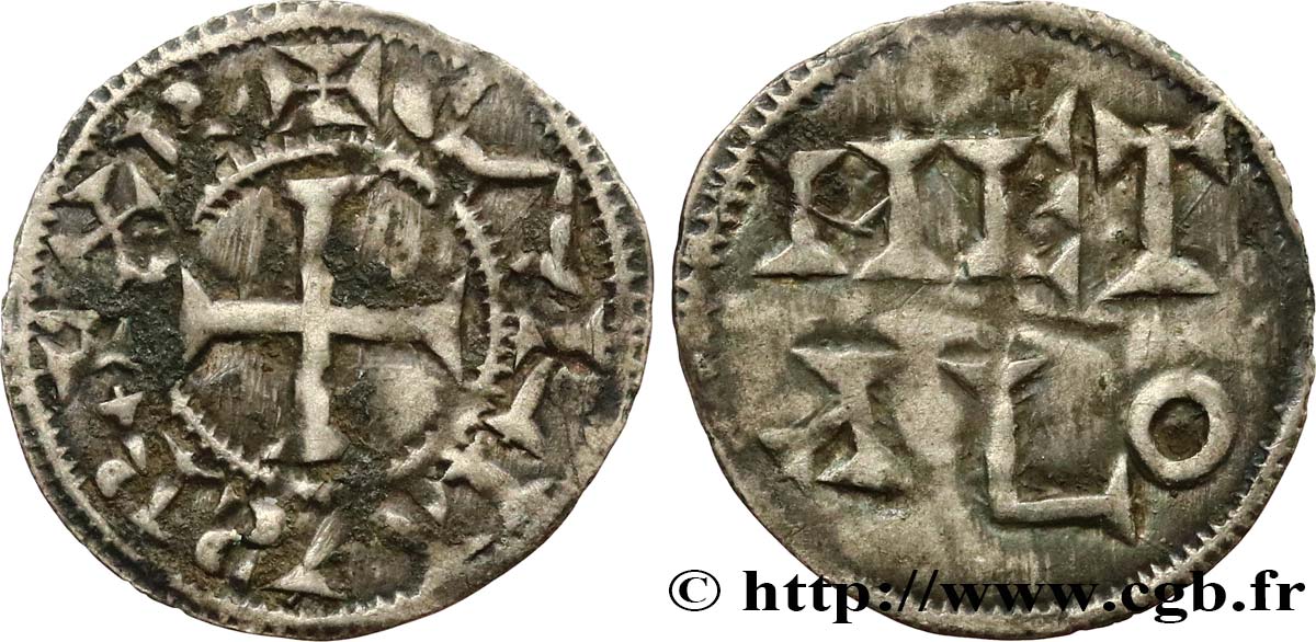 POITOU - COUNTY OF POITOU - COINAGE IMMOBILIZED IN THE NAME OF CHARLES II THE BALD Obole XF