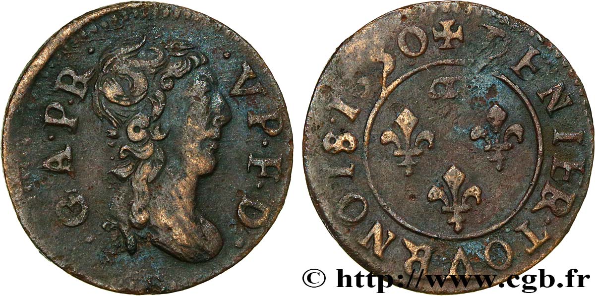 PRINCIPAUTY OF DOMBES - GASTON OF ORLEANS Denier tournois, type 11 XF