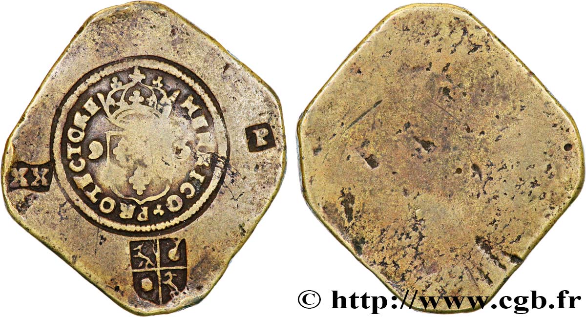 CAMBRÉSIS - SIEGE OF CAMBRAI - JEAN DE MONTLUC (lord of Balagny) French occupation Vingt patards de bronze XF