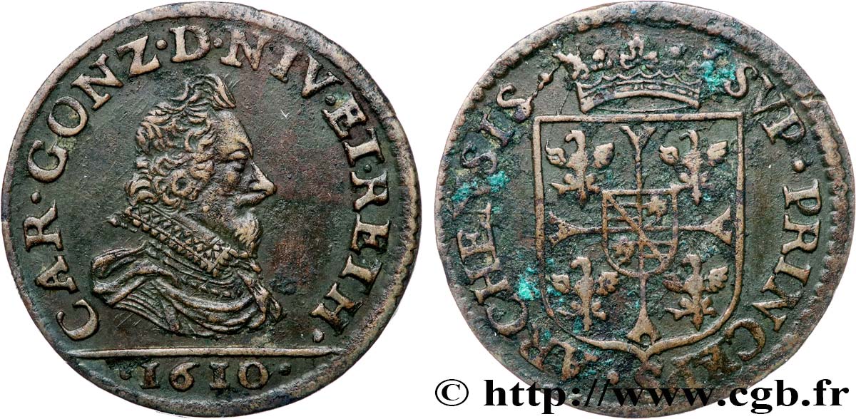 ARDENNES - PRINCIPAUTY OF ARCHES-CHARLEVILLE - CHARLES I OF GONZAGUE Liard, type 3A BB