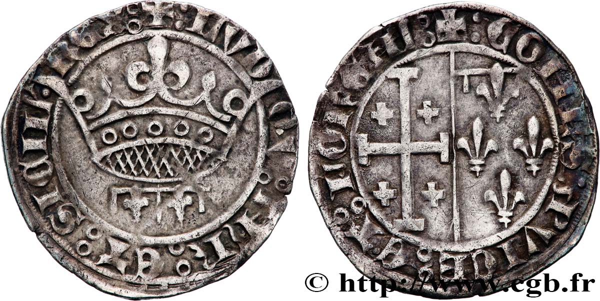 PROVENCE - COMTÉ DE PROVENCE - LOUIS II D ANJOU Gros ou sol coronat TTB