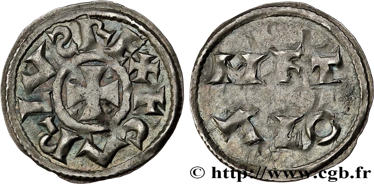 POITOU - COUNTY OF POITOU - COINAGE IMMOBILIZED IN THE NAME OF CHARLES II THE BALD Denier AU