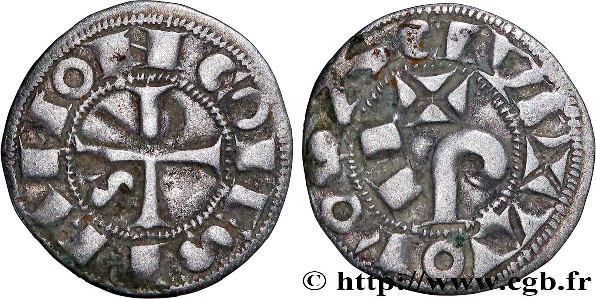 LANGUEDOC - COMTÉ DE TOULOUSE - RAYMOND V, RAYMOND VI OU RAYMOND VII Obole ou demi-raimondin TTB+
