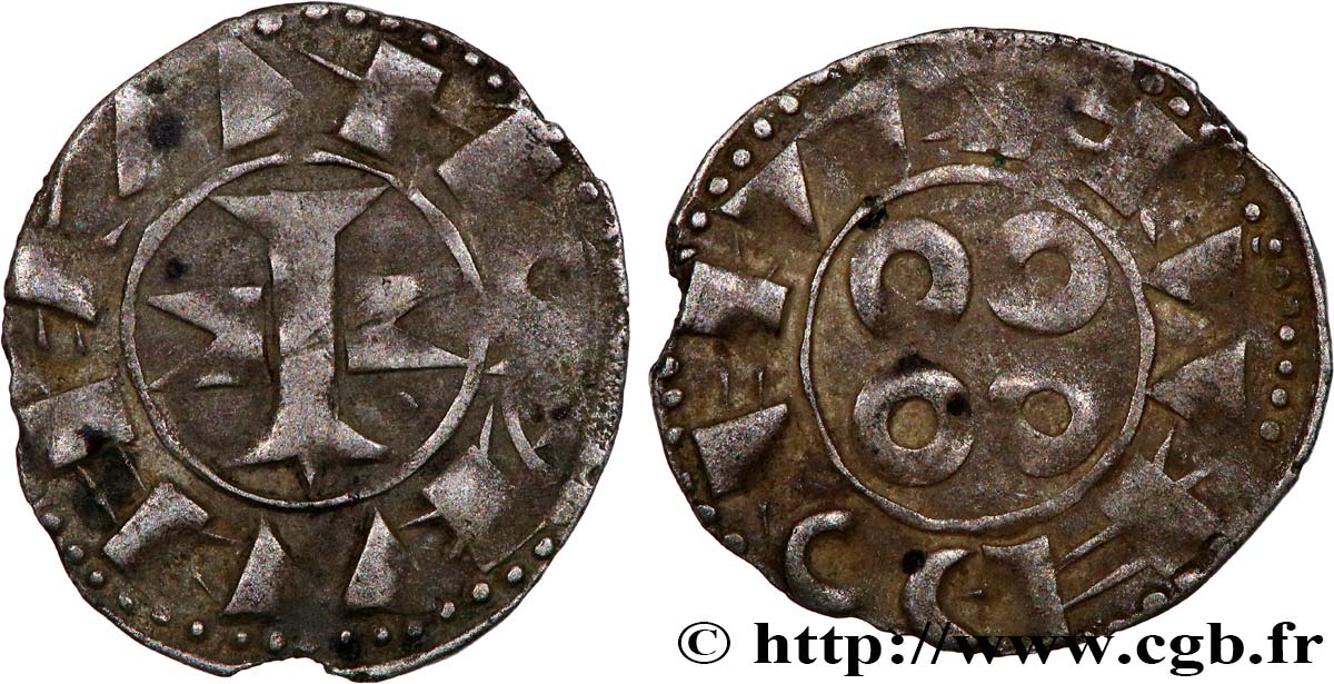 LANGUEDOC - COMTÉ DE MELGUEIL - ÉVÊQUES DE MAGUELONNE - ANONYMES Denier anonyme ou melgorien VF