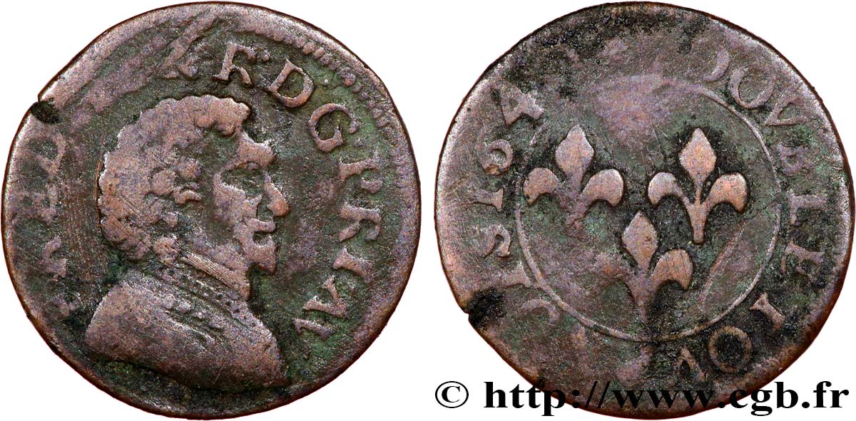 PRINCIPAUTY OF ORANGE - FREDERIC-HENRY OF NASSAU Double tournois, type 4 VF