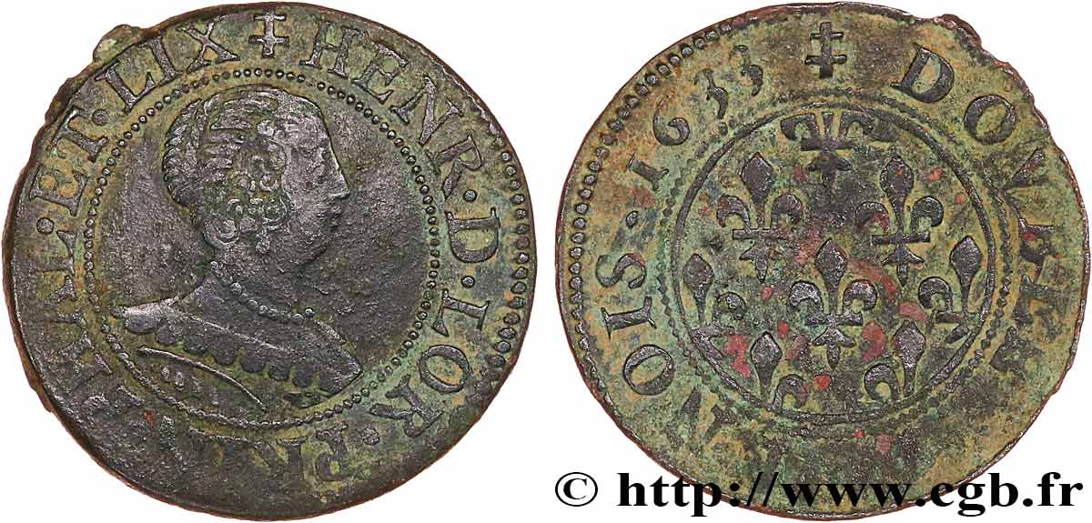 LORRAINE - PRINCIPAUTÉ DE PHALSBOURG ET DE LIXHEIM - HENRIETTE DE LORRAINE Double tournois TTB
