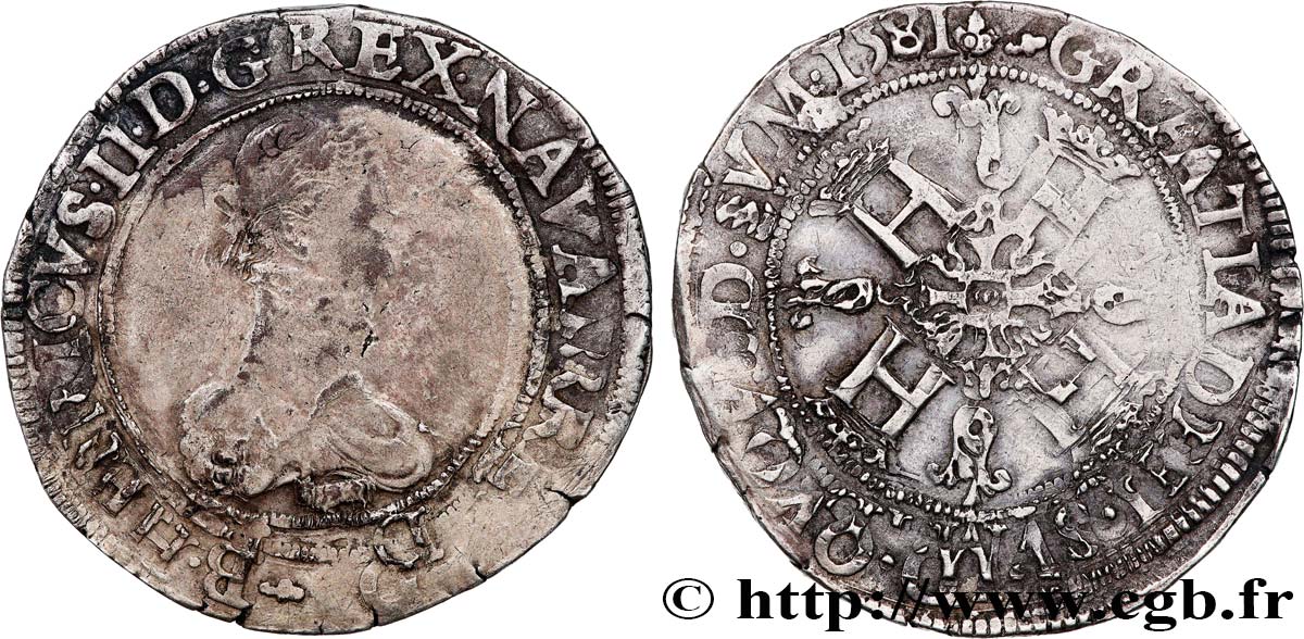 KINGDOM OF NAVARRE - HENRY III Franc BC+
