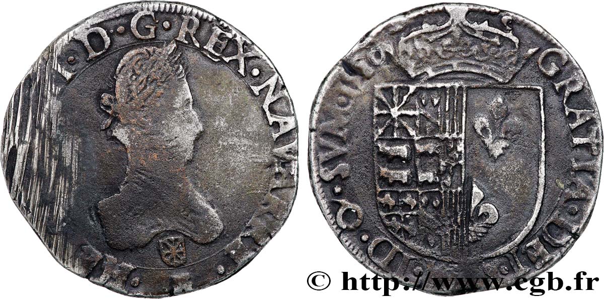 KINGDOM OF NAVARRE - HENRY III Franc MB/q.BB
