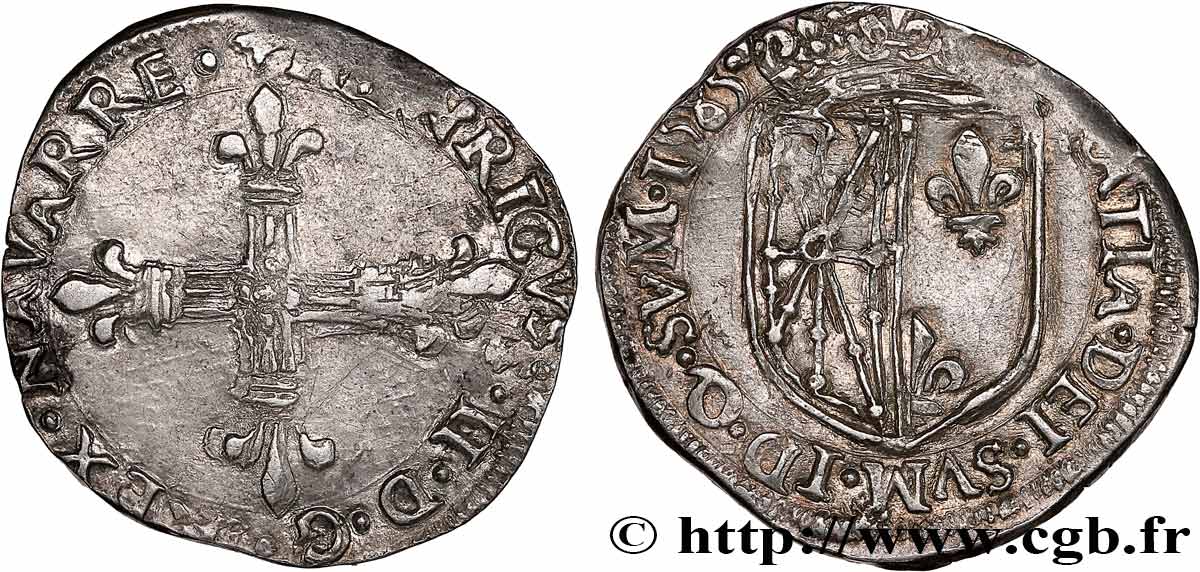 NAVARRE-BEARN - HENRY III Quart d écu de Navarre XF/AU