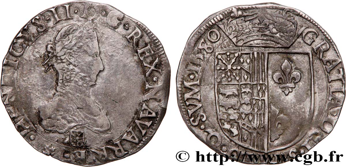 NAVARRE - KINGDOM OF NAVARRE - HENRY III Franc VF/XF