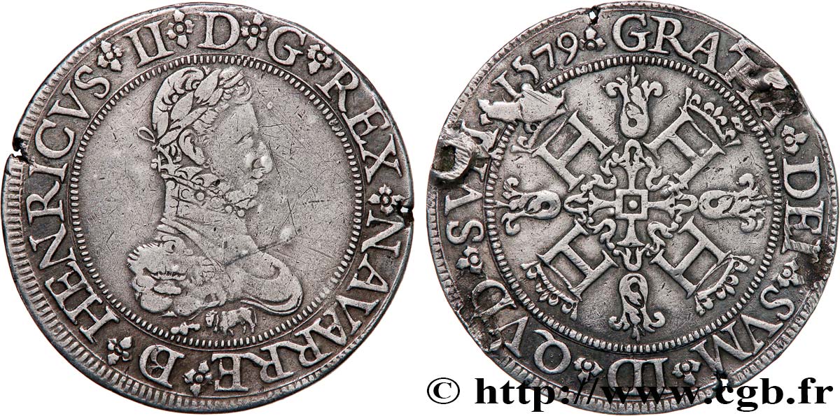 NAVARRE - KINGDOM OF NAVARRE - HENRY III Franc XF/AU