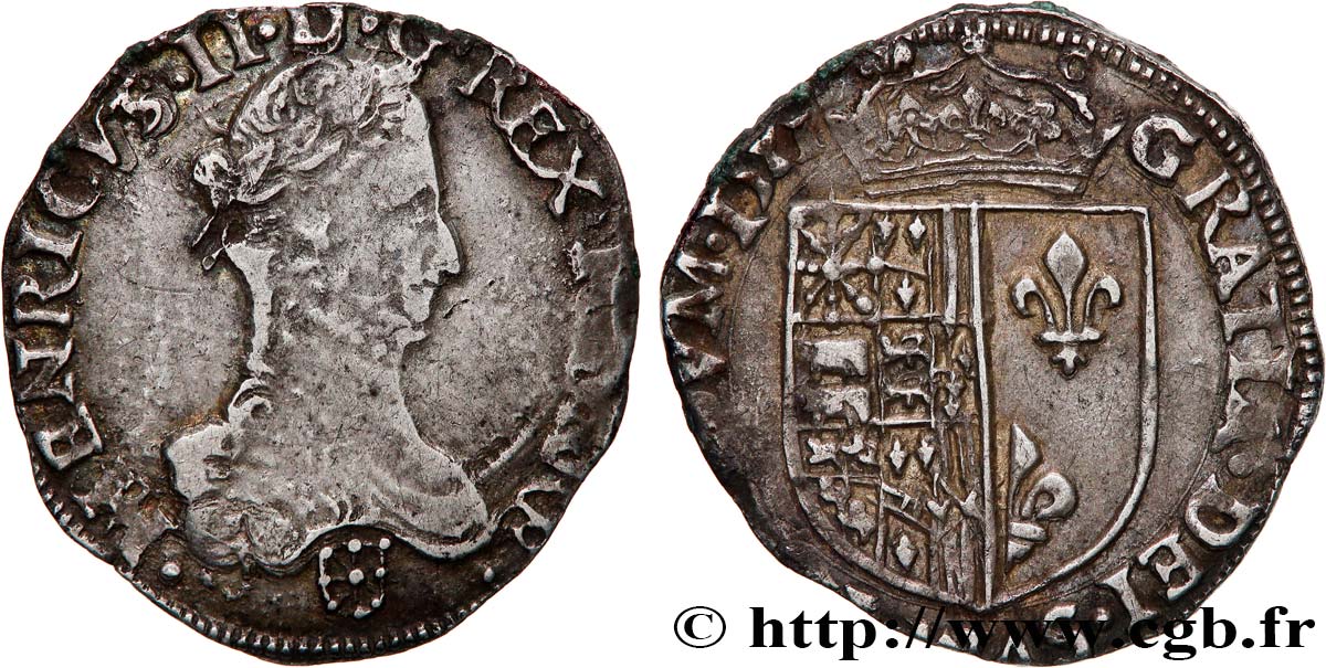 KINGDOM OF NAVARRE - HENRY III Demi-franc XF/AU