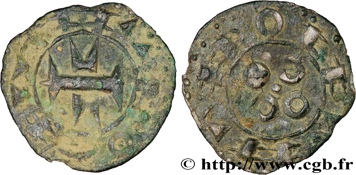 LANGUEDOC - COMTÉ DE MELGUEIL - ÉVÊQUES DE MAGUELONNE - ANONYMES Denier anonyme ou melgorien fSS