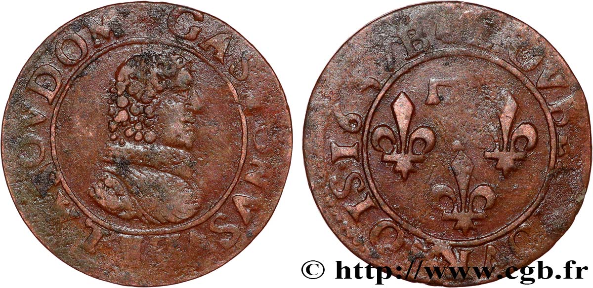 PRINCIPAUTY OF DOMBES - GASTON OF ORLEANS Double tournois, type 8 VF