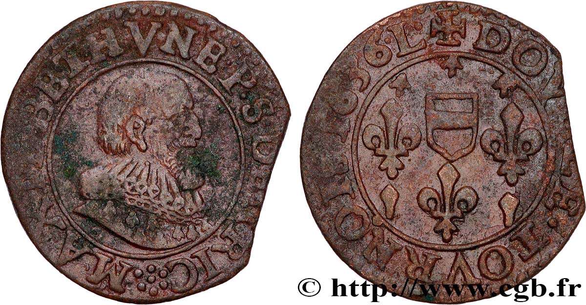 BERRY - PRINCIPAUTÉ DE BOISBELLE-HENRICHEMONT - MAXIMILIEN DE BÉTHUNE, DUC DE SULLY Double tournois, type 1 VF