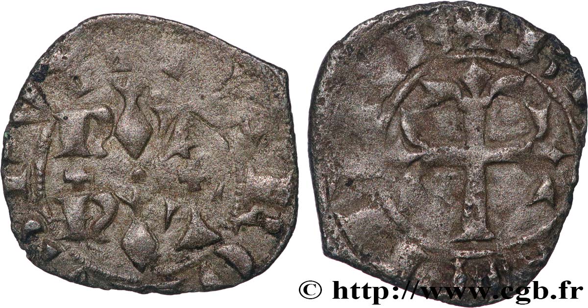 DUCHY OF BRITTANY - CHARLES OF BLOIS Double denier VF/XF