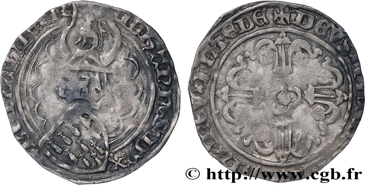 BRITTANY - DUCHY OF BRITTANY - JOHN IV OF MONTFORT Gros, 1er type XF/VF