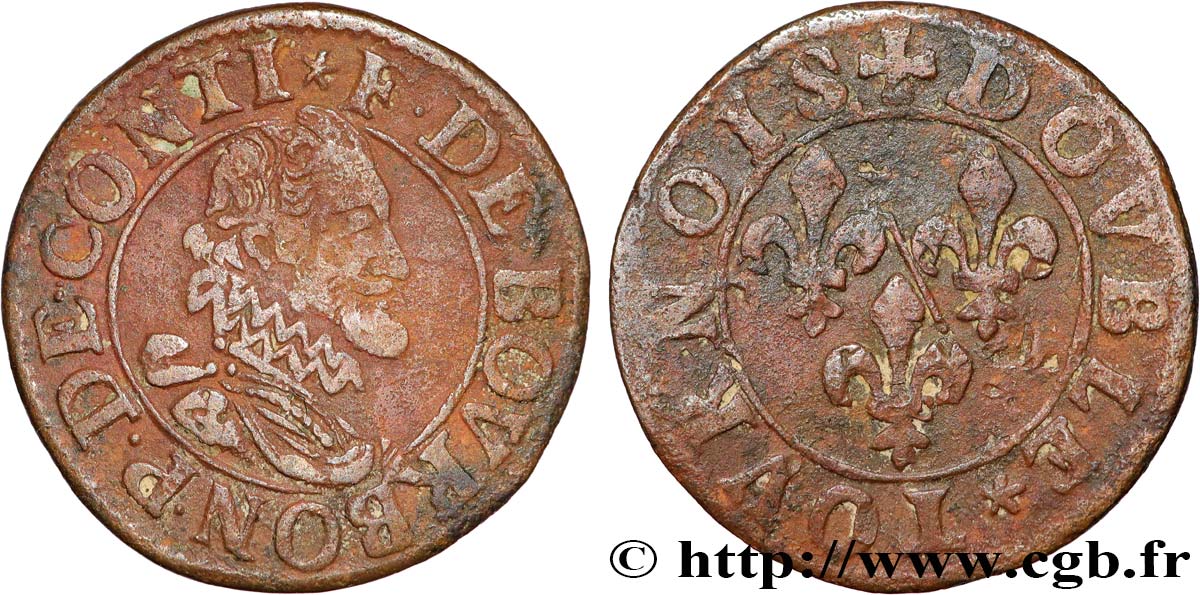 PRINCIPAUTY OF CHATEAU-REGNAULT - FRANCOIS OF BOURBON-CONTI Double tournois, type 14 VF