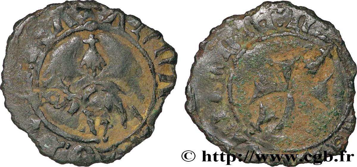 BRITTANY - DUCHY OF BRITTANY - ANNE OF BRITTANY Double denier XF/VF
