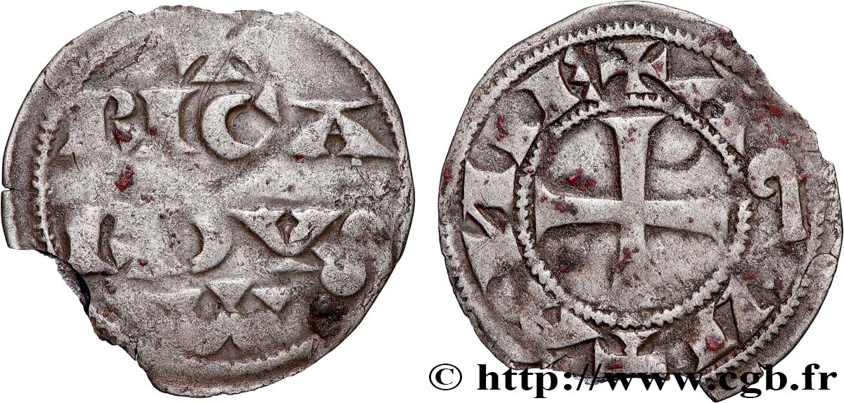 AQUITAINE - DUCHÉ D AQUITAINE - RICHARD CŒUR DE LION Denier, 1er type TTB