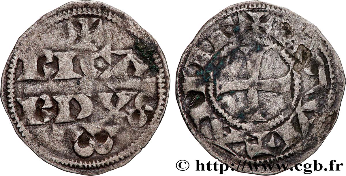 AQUITAINE - DUCHÉ D AQUITAINE - RICHARD CŒUR DE LION Denier, 1er type TTB