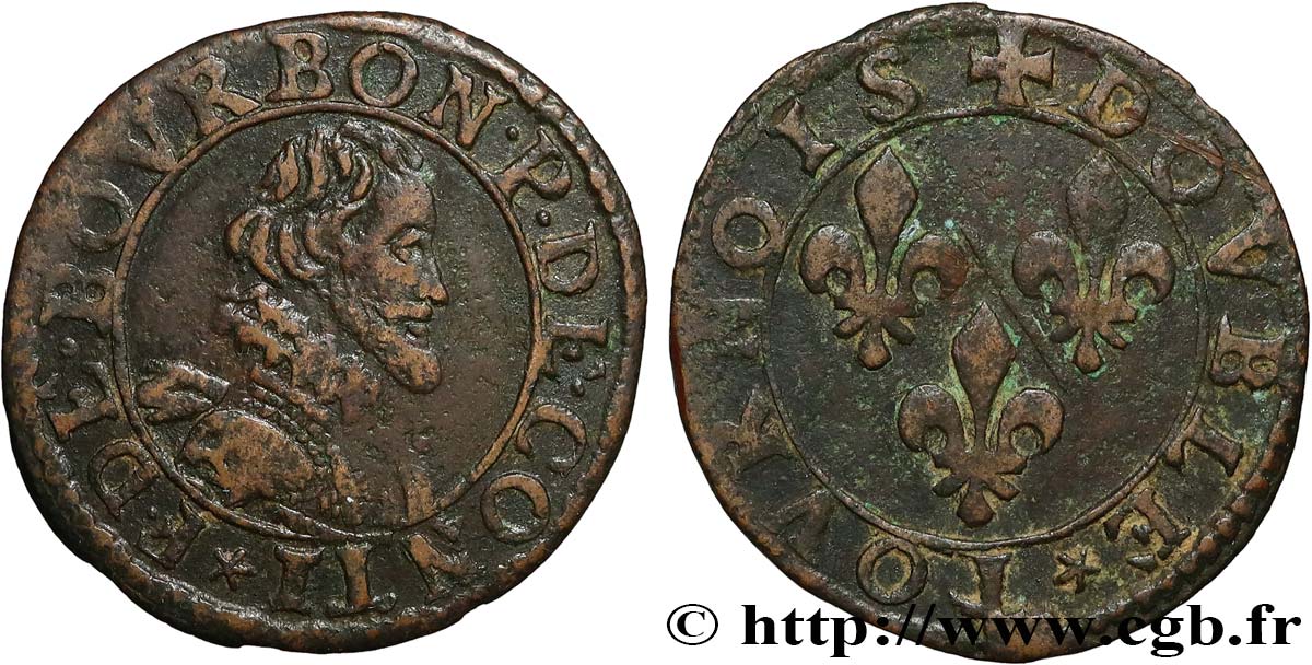 PRINCIPALITY OF CHATEAU-REGNAULT - FRANCIS OF BOURBON-CONTI Double tournois, type 16 VF