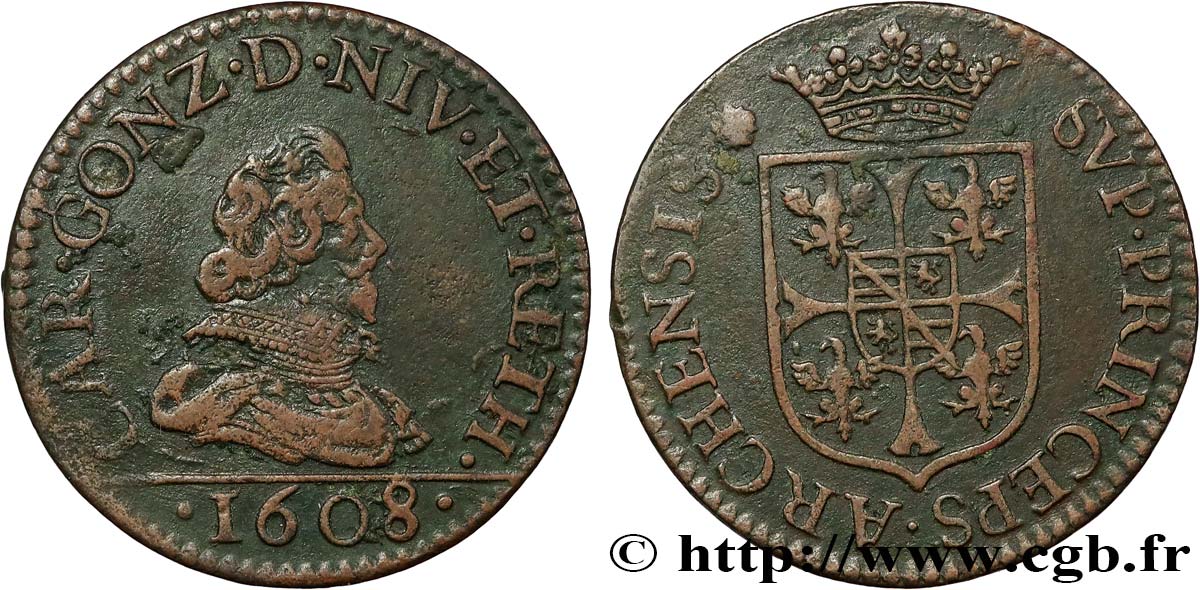 ARDENNES - PRINCIPAUTY OF ARCHES-CHARLEVILLE - CHARLES I OF GONZAGUE Liard, type 2B SS