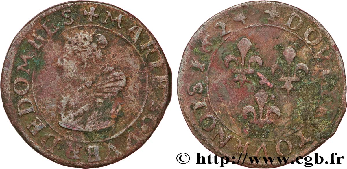 DOMBES - PRINCIPAUTÉ DE DOMBES - MARIE DE BOURBON-MONTPENSIER Double tournois TB