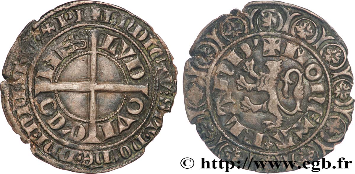 FLANDERS - COUNTY OF FLANDERS - LOUIS I OF CRÉCY - LOUIS II Gros compagnon au lion XF/VF