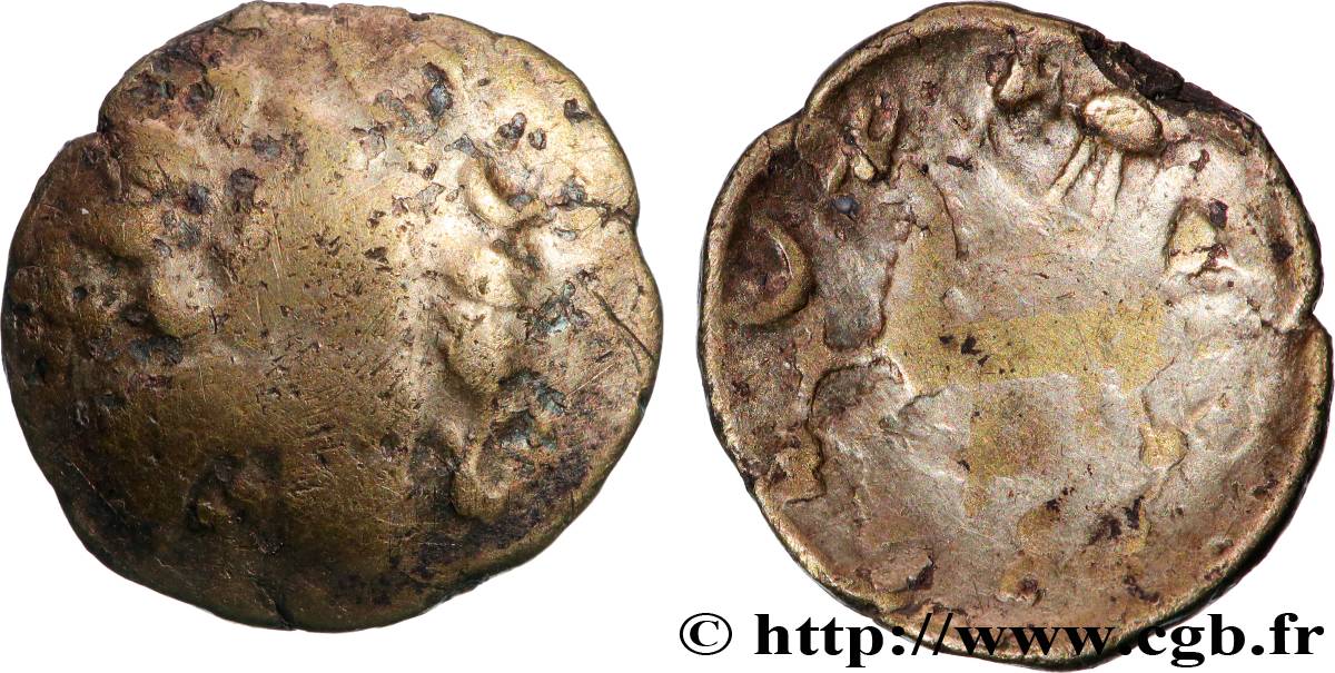 SÉQUANES - HELVÈTES, Incertaines (Suisse actuelle) Quart de statère dit “à l’oiseau conducteur”, type de Crainvilliers B/TB