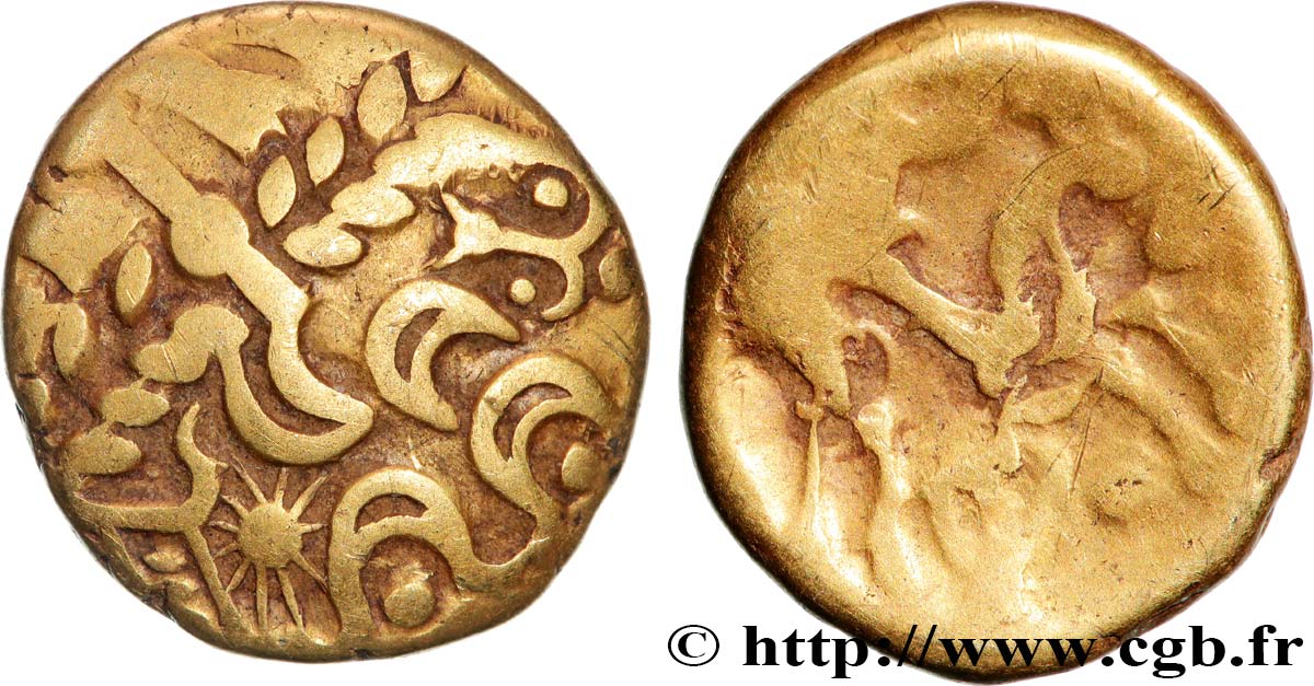 GALLIA BELGICA - SUESSIONES (Area of Soissons) Statère à l œil, variété “à l’ancre” AU/VF