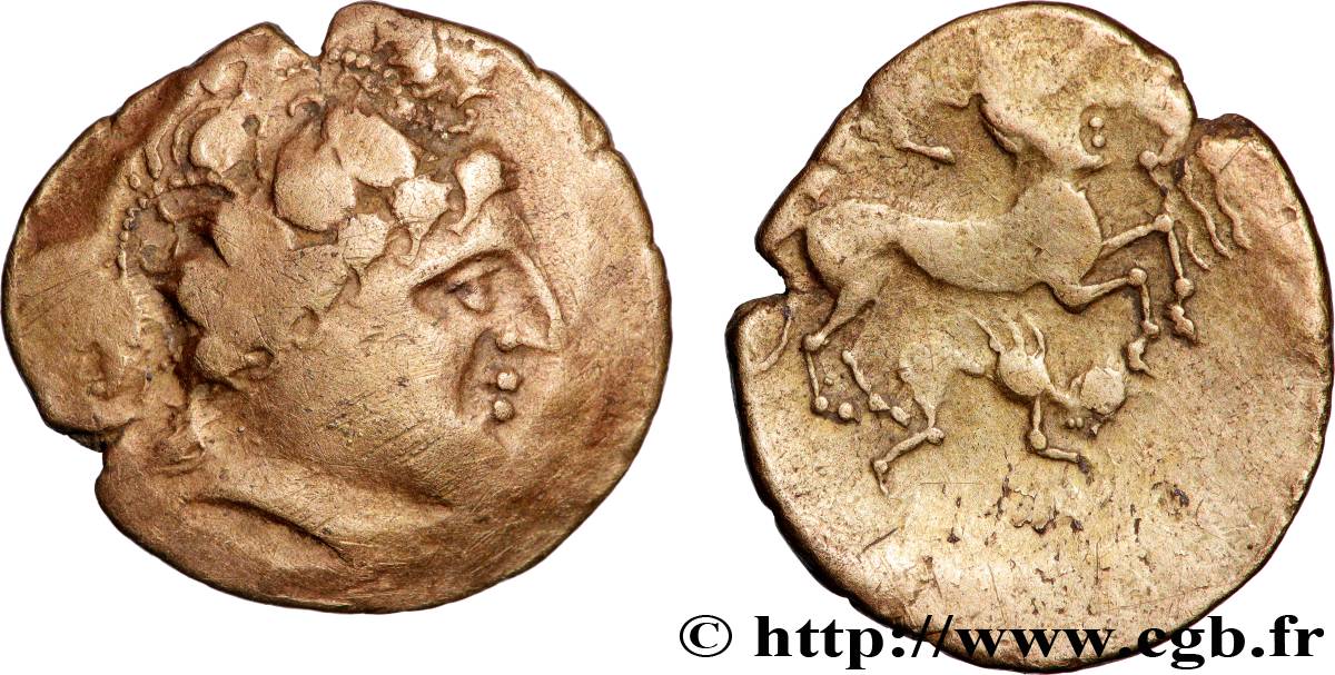 ANDÉCAVES (Région d Angers) Statère d’or “à l’aigrette” et au décor cloisonné TTB