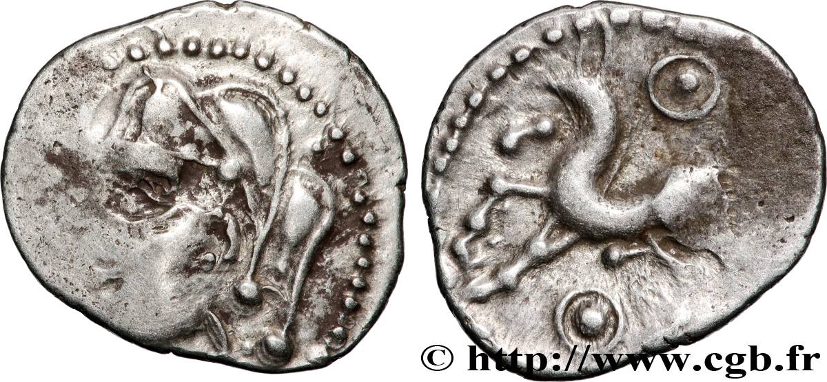 BITURIGES CUBES (Région de Bourges) Denier aux deux annelets TB+/TTB+