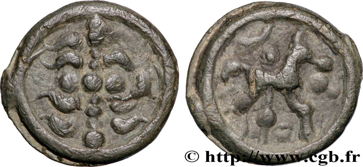 NERVIENS (Belgique actuelle) Potin dit “au rameau”, cheval à droite TTB+