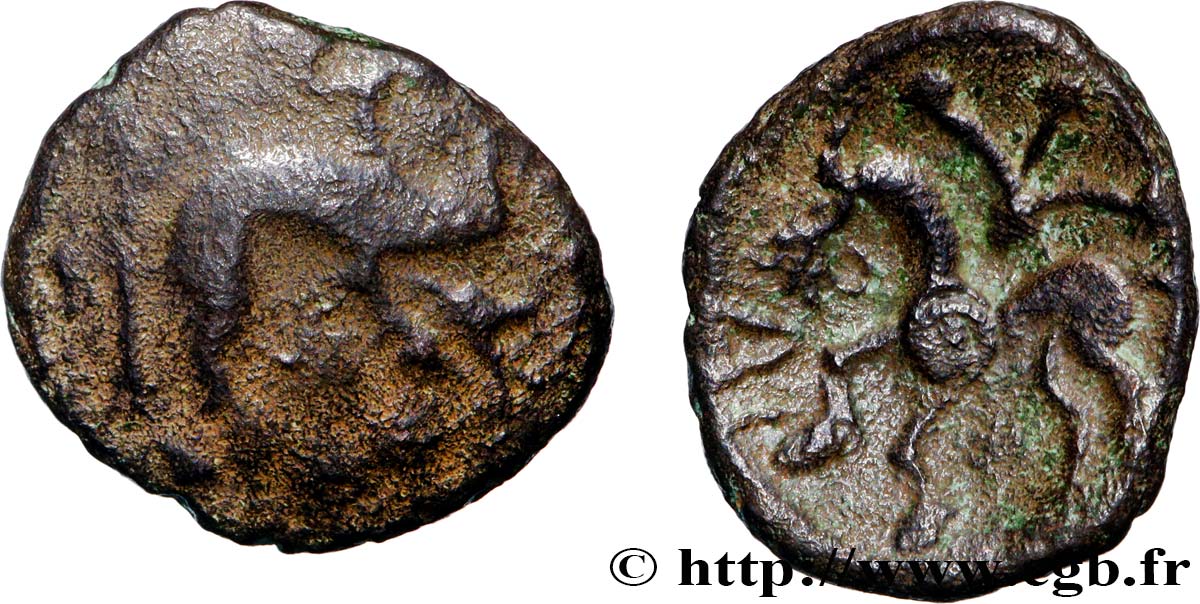 AMBIENS (Région d Amiens) Bronze au sanglier et au cheval, “type des dépôts d’Amiens” TB+/TTB