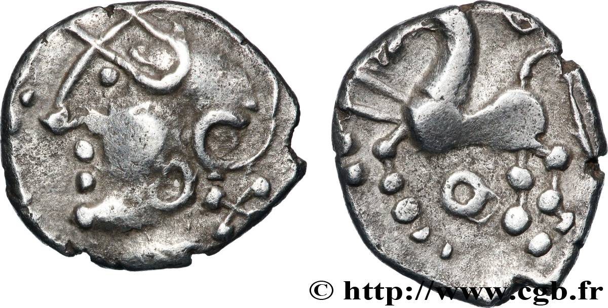 GALLIA - ÆDUI (BIBRACTE, Area of the Mont-Beuvray) Denier à la tête casquée - variante AU