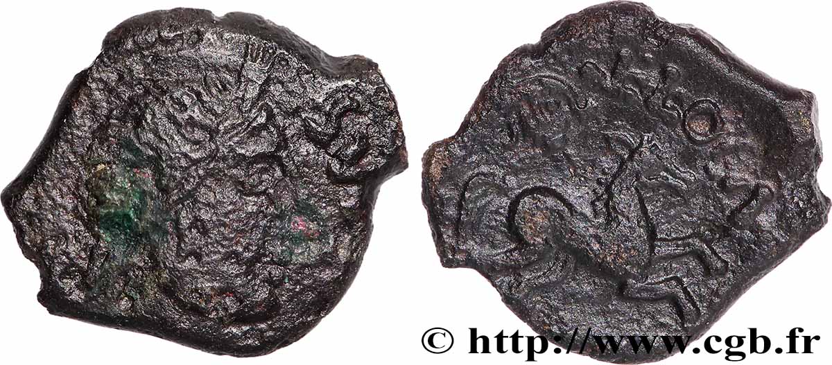 VÉLIOCASSES (Région du Vexin normand) Bronze SVTICOS, classe V à la petite tête de face TB/TTB