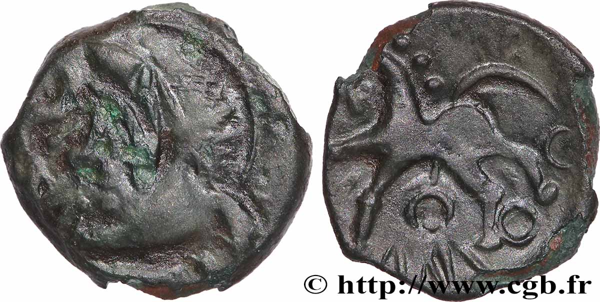 AULERQUES ÉBUROVICES (Région d Évreux) Bronze DVNICCOS au sanglier devant la bouche TTB