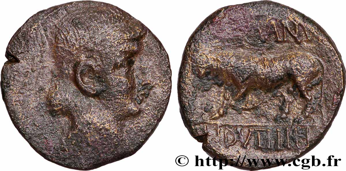 RÈMES (Région de Reims) Bronze GERMANVS INDVTILLI au taureau (Quadrans) TB+