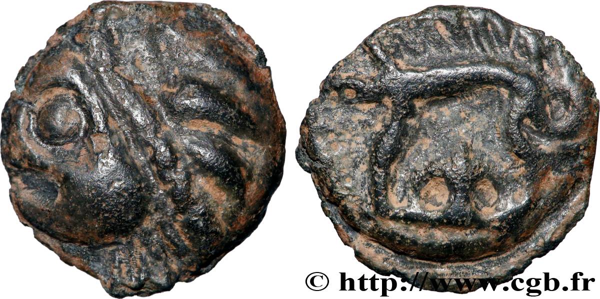 LEUQUES (Région de Toul) Potin à la tête d’indien, classe Ij/h TTB