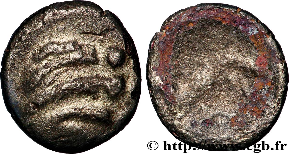 RÈMES (Région de Reims) Quart de statère “aux segments de cercles” en bas électrum TB+/B