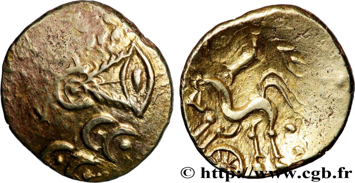 GALLIA BELGICA - SUESSIONES (Area of Soissons) Statère à l œil, stylisé - cheval à gauche, var. 5 AU