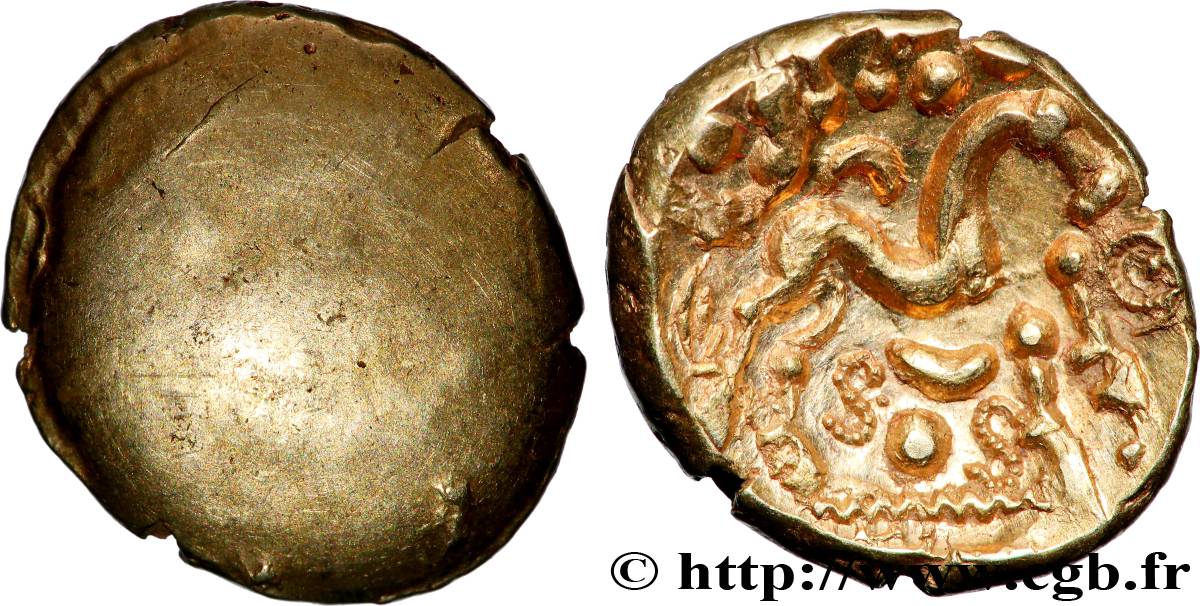 GALLIA BELGICA - AMBIANI (Area of Amiens) Statère d or uniface, revers aux esses et au globule perlé MS