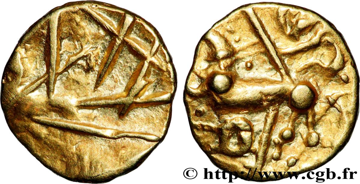 GALLIA - CALETI (Area of Pays de Caux) Quart de statère aux lignes entremêlées AU