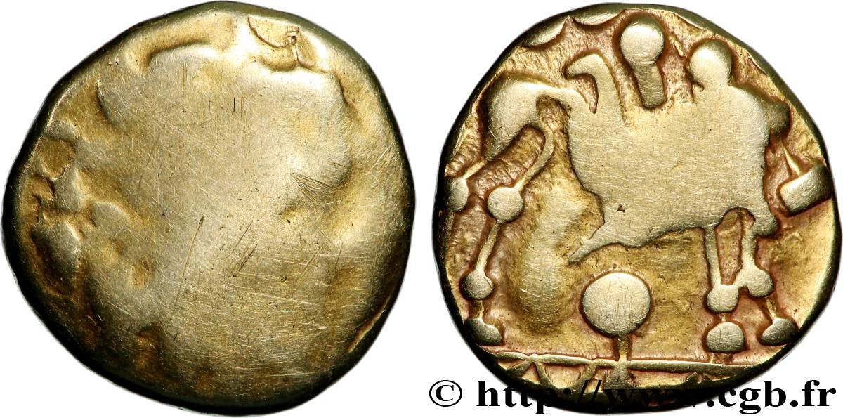 AMBIENS (Région d Amiens) Statère d or biface au flan court TB/TTB