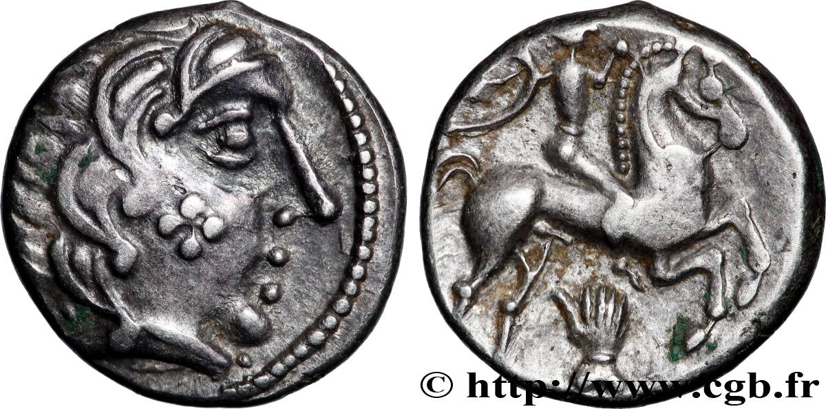 PICTONES / BITURIGES - MID-WESTERN, Unspecified Drachme au cavalier et à la main, joue tatouée - P II A AU