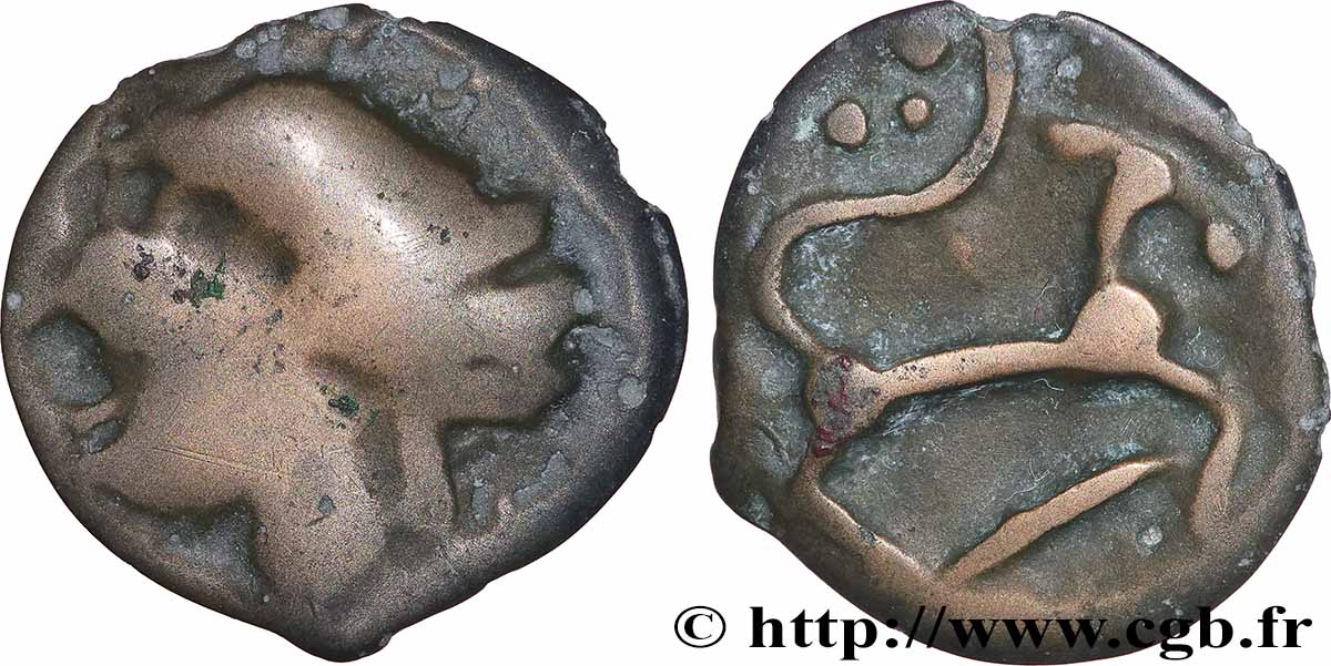 SÉQUANES - HELVÈTES, Incertaines (Suisse actuelle) Potin au cheval filiforme, “type de la Tène” TB+/TTB+