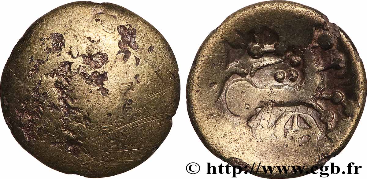 SÉQUANES - HELVÈTES, Incertaines (Suisse actuelle) Quart de statère au cheval et à la rouelle B/TTB